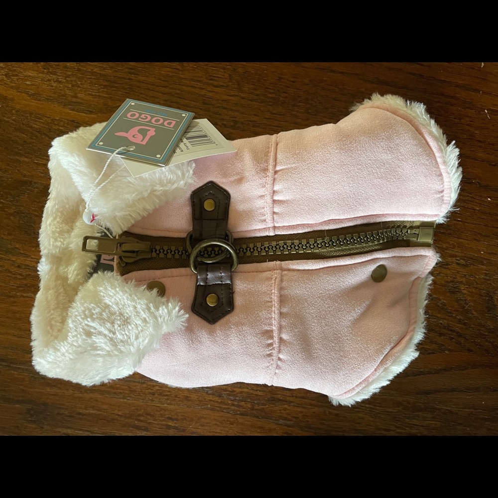 Pink suede dog coat